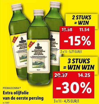 Lidl Primadonna extra olijfolie van de eerste persing aanbieding
