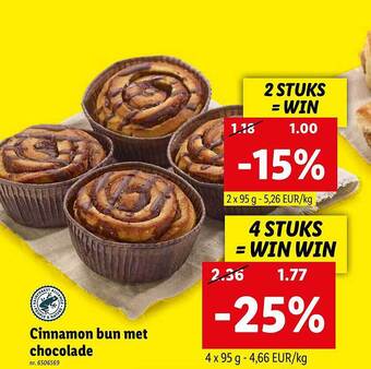 Lidl Cinnamon bun met chocolade aanbieding