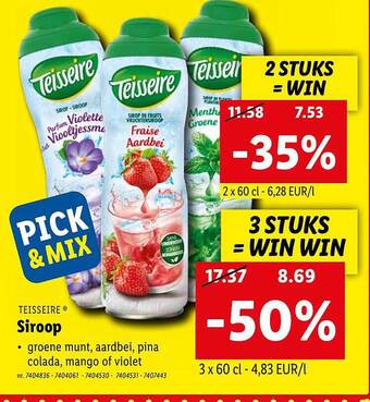Lidl Teisseire siroop aanbieding