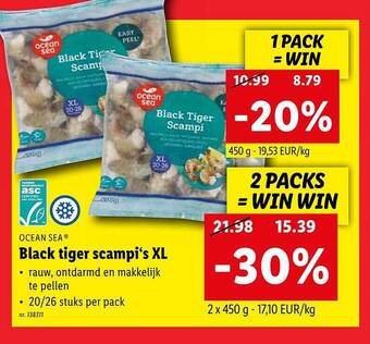 Lidl Ocean sea black tiger scampi's xl aanbieding