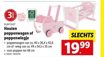 Lidl Playtive houten poppenwagen of poppenwiegje aanbieding