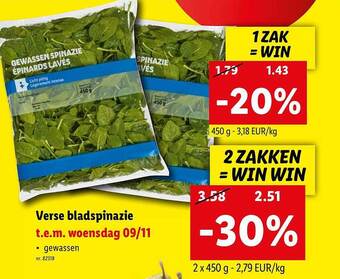 Lidl Verse bladspinazie aanbieding