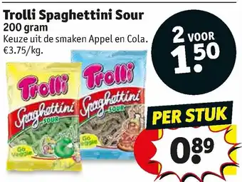 Kruidvat Trolli Spaghettini Sour 200g aanbieding