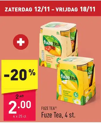 ALDI Fuze tea, 4 st 4 x 25cl aanbieding