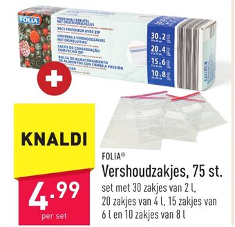 ALDI Folia vershoudzakjes, 75 st aanbieding
