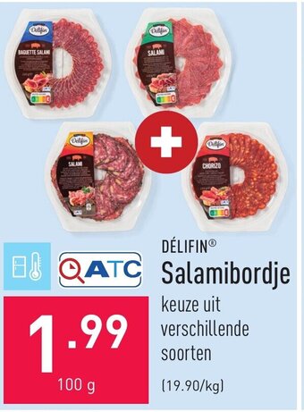 ALDI Delifin salamibordje 100g aanbieding