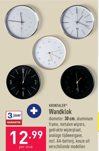 ALDI Krontaler wandklok aanbieding