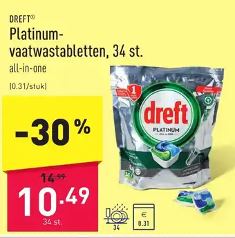 ALDI Dreft platinum-vaatwastabletten 34 st aanbieding