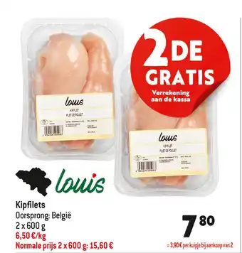 Louis Delhaize Kipfilets 2 x 600g aanbieding