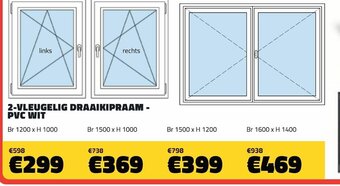 2-vleugelig draaikipraam - pvc wit