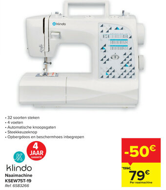 Carrefour Klindo naaimachine ksew75t-19 aanbieding
