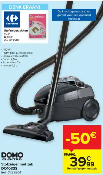 Carrefour Domo stofzuiger met zak do10335 aanbieding