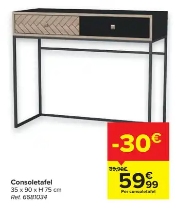 Consoletafel 35x90xh 75cm