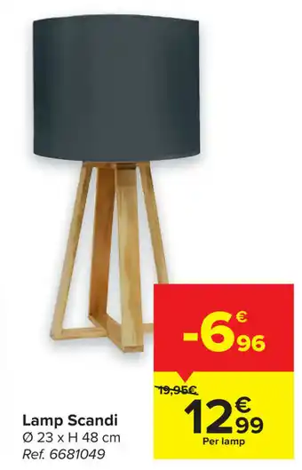 Carrefour Lamp scandi 23xh 48cm aanbieding