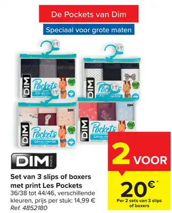 Carrefour Dim set van 3 slips of boxers met print les pockets aanbieding