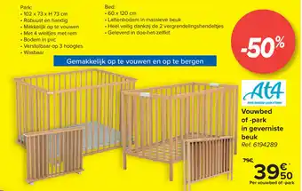 Carrefour Vouwbed of -park in geverniste beik aanbieding