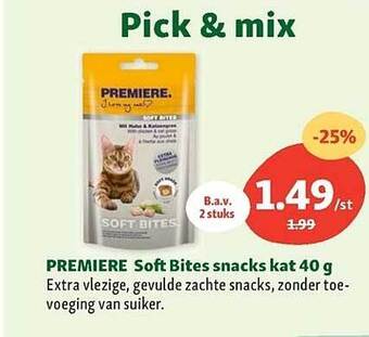 Maxi Zoo Premiere soft bites snacks kat 40 g aanbieding