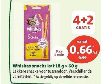 Maxi Zoo Whiskas snacks kat 18 g > 60 g aanbieding