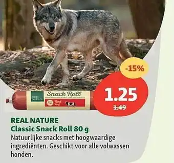Maxi Zoo Real nature classic snack roll 80 g aanbieding
