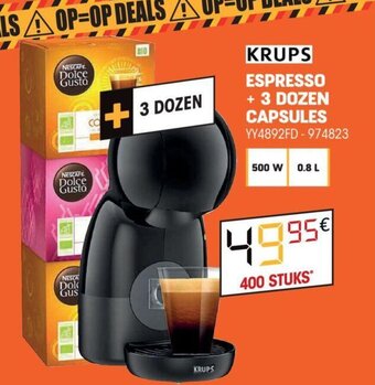 Electro Depot Krups espresso + 3 dozen capsules YY4892FD-974823 aanbieding
