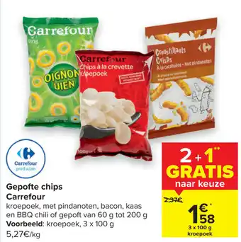 Carrefour Gepofte chips carrefour 100g aanbieding