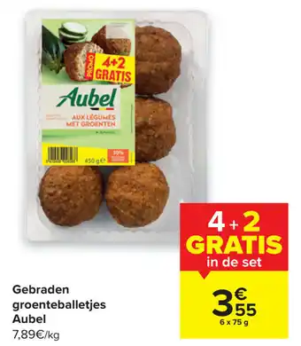 Carrefour Gebraden groenteballetjes aubel 75g aanbieding