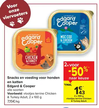 Carrefour Snacks en voeding voor honden en katten edgard & cooper 100g aanbieding