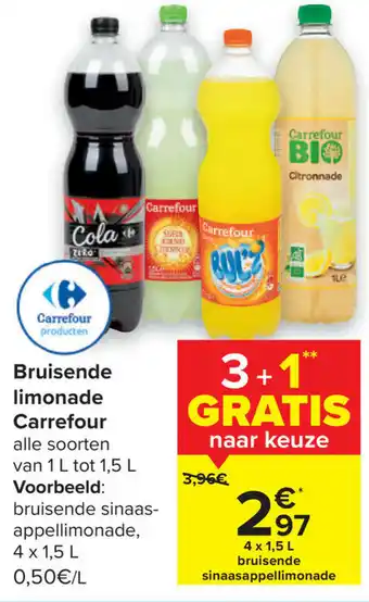 Carrefour Bruisende limonade carrefour 1.5L aanbieding