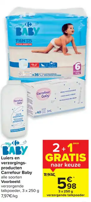 Carrefour Luiers en verzorgings- producten 250g aanbieding