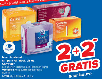 Carrefour Maandverband tampons of inlegkruisjes aanbieding