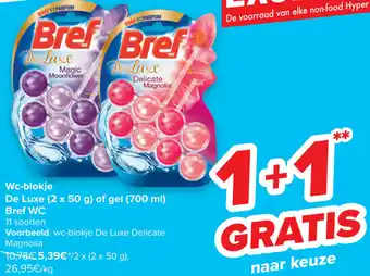 Carrefour Wc-blokje de luxe (2x50g) of gel (700ml) bref wc aanbieding
