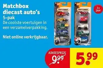 Kruidvat Matchbox diecast auto`s aanbieding
