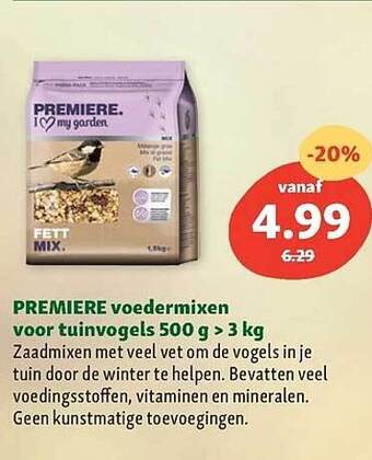 Maxi Zoo Premiere voedermixen voor tuinvogels 500 g > 3 kg aanbieding