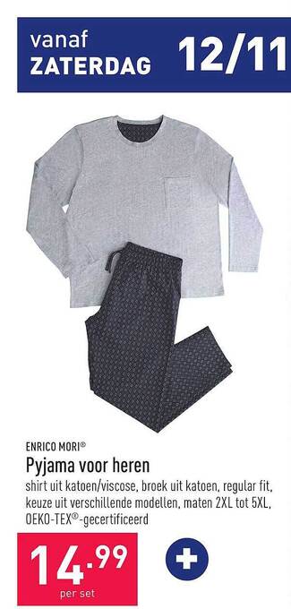 ALDI Enrico mori pyjama voor heren aanbieding