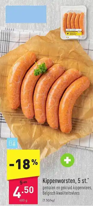 ALDI Kippenworsten, 5 st aanbieding