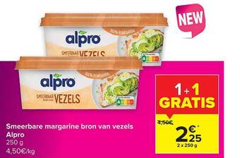 Carrefour Smeerbare margarine bron van vezels alpro aanbieding