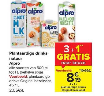 Carrefour Plantaardige drinks natuur alpro aanbieding