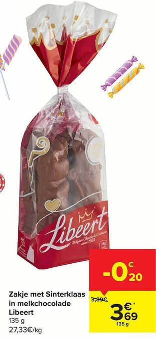 Carrefour Zakje met sinterklaas in melkchocolade libeert aanbieding