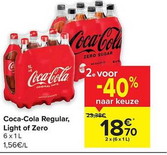 Carrefour Cocacola regular, light of zero aanbieding