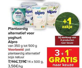 Carrefour Plantaardig alternatief voor yoghurt alpro aanbieding