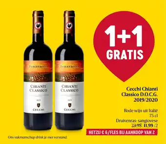 Delhaize Cecchi Chianti Classico D.O.C.G. 2019/2020 Rode wijn uit Italie 75cl aanbieding