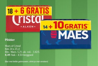 Delhaize Pilsbier Maes of Cristal Bak 24 x 25 cl aanbieding