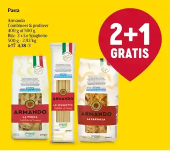 Delhaize Pasta Armando 400g of 500g aanbieding