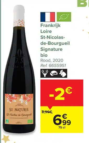 Carrefour Loire St-Nicolas-de-Bourgueil Signature bio Rodd, 2020 75 cl aanbieding