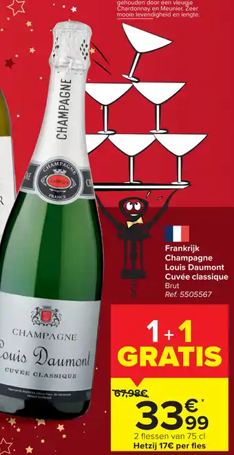 Champagne Louis Daumont Cuvee Classique Brut Frankrijk 1+1 Gratis