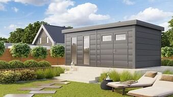 Makro Stalen tuinhuis Eleganto 538 x 358 cm dubbele deur en 2 ramen + gratis drempeloprit t.w.v. € 179,00 aanbieding