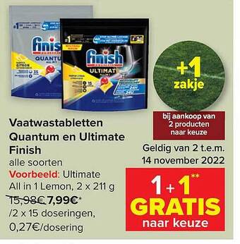 Carrefour Vaatwastabletten quantum en ultimate finish aanbieding