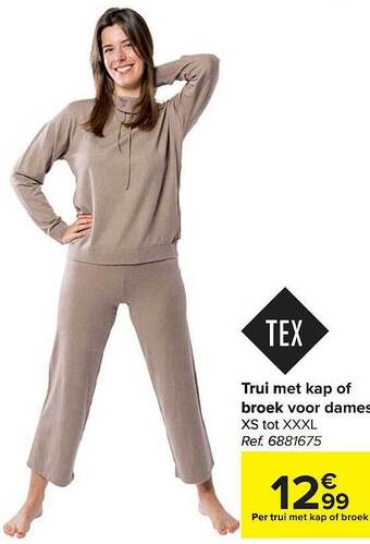 Carrefour Trui met kap of broek voor dames aanbieding
