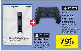 Carrefour Ps5 laadstation dualsense, ps5 draadloze controller dualsense aanbieding