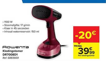 Carrefour Rowenta kledingstomer dr7008d1 aanbieding